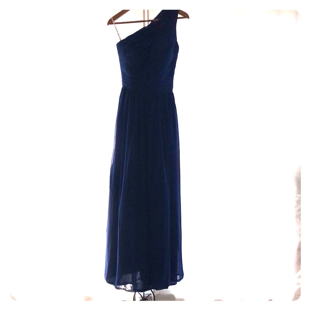 Prom or wedding royal blue polyester gown dress